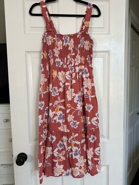 GAP Dark Pink Floral Smocked Sundress with Purple and White Blooms